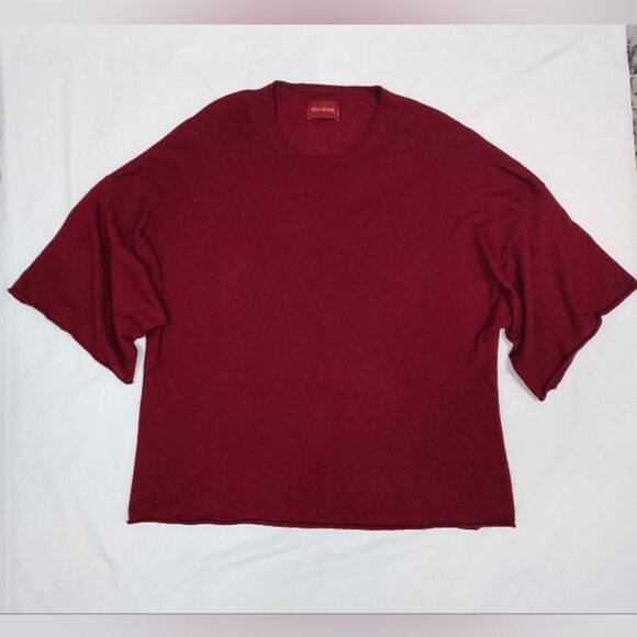 Zadig & Voltaire Carol CP Rich Burgundy Short Sleeve Cashmere Sweater L - Picture 1 of 13